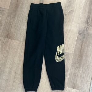 Nike Kids Black Sweatpants with Gold Logo